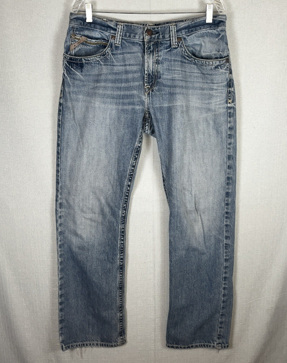 Ariat M4 Low Rise Boot Cut Jeans Mens Size 33x34 Actual 34x33 Fade Whiskered